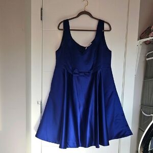 Cherry Velvet Elegant Royal Blue Sleeveless Dress